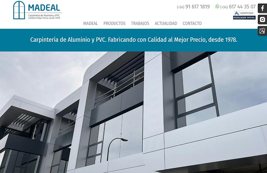 Nueva Web de Madeal, carpintería de aluminio de Madrid